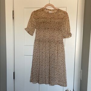 Zara Tan Floral Kids Dress